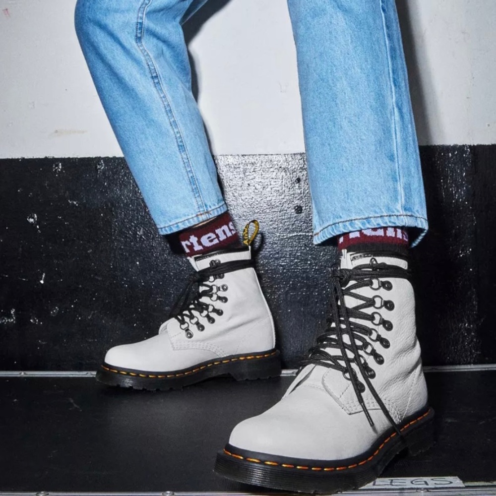 NEW Dr Martens 1460 Laced Virginia Leather Lace Up Boots White